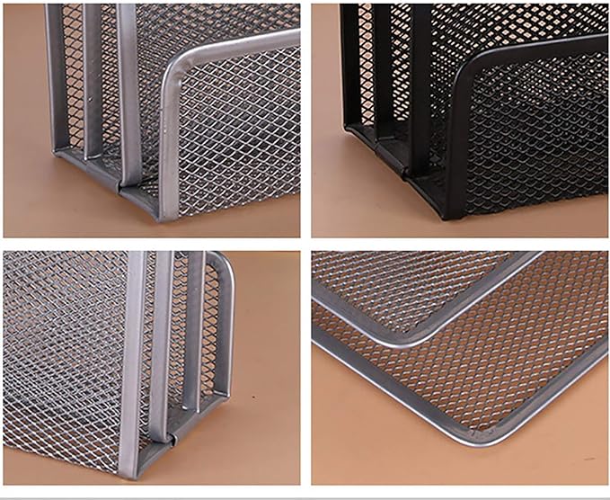 VANRA Small Letter Sorter Desktop File Holder Organizer Metal Mesh with 3 Vertical Upright Compartments (Silver)