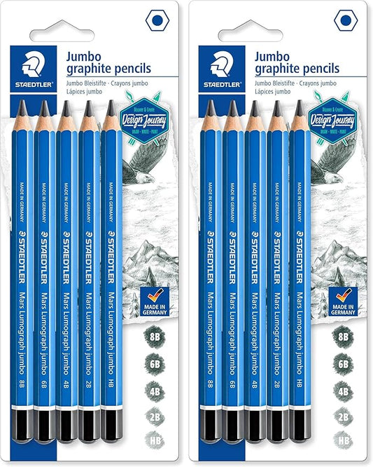 STAEDTLER PENCILS DRAWING MARS LUMOGRAPH JUMBO SET OF 5 (Pack of 2)