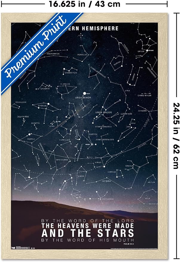 The Stars Wall Poster, 22.4L" x 14.7W", Blonde Framed Version