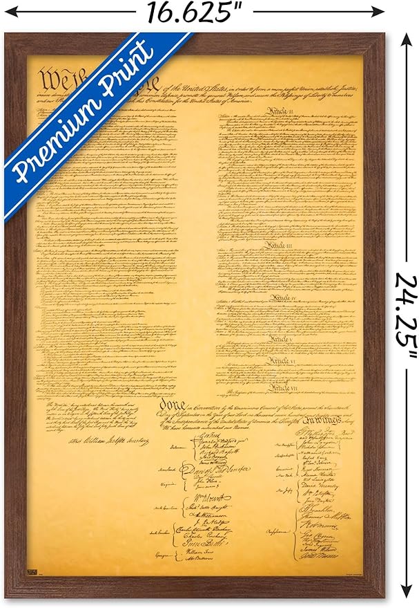 Trends International The Constitution Wall Poster, 14.725" x 22.375", Mahogany Framed Version