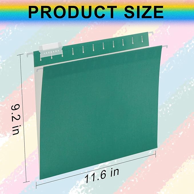 Green Hanging File Folders 25 Pack Letter SizeColored File Folders with 1/5-cut Tabs,Stay Organized for Your Home and Office Bulk File and Documents