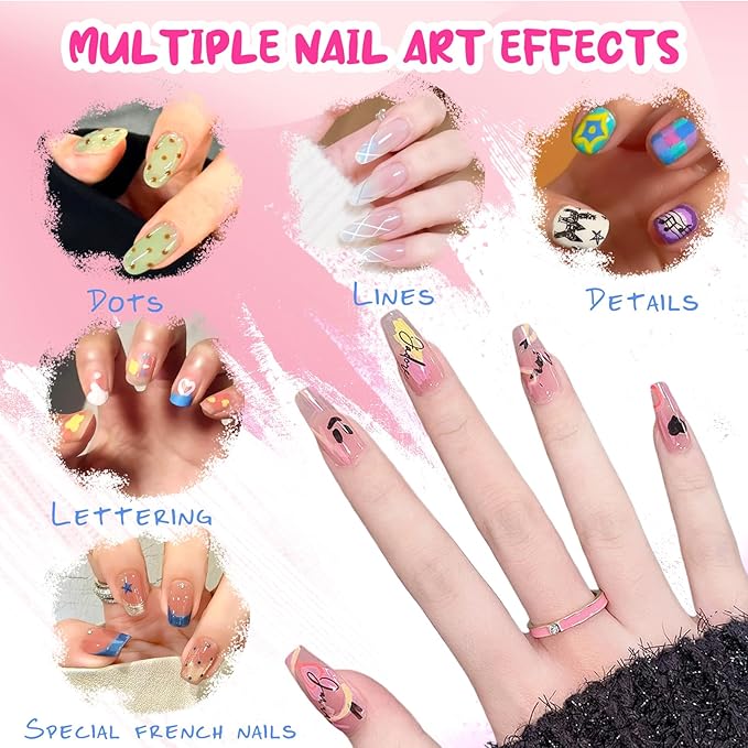 12 Color Nail Art Pens for Painting Nails, 0.7 MM Nail Polish Pens Drawing Point Liner Acrylic Painted Pen Kit, Waterproof Quick-drying for DIY Nails Art Design Manicure Tools