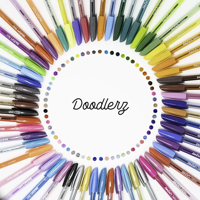 Zebra Pen Doodlerz Gel Stick Pen with Display Cup, Smooth Gel Ink, 1.0mm, Assorted Ink Colors (41950) (Pack of 1, 50 Count Total)