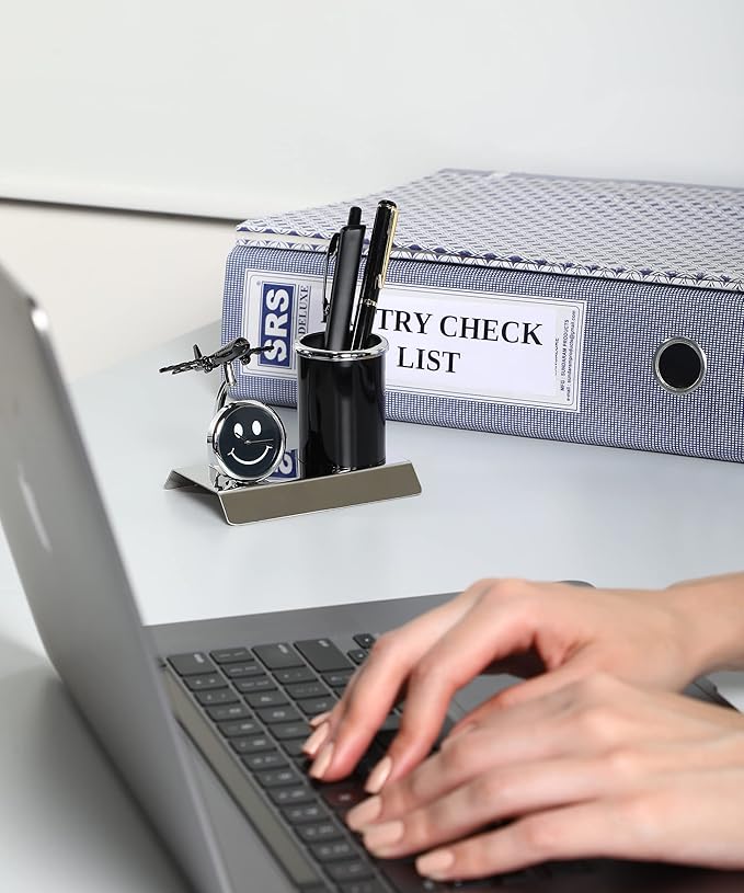 Aeroplane Miniature Metal Pen Stand With Clock, Stylish Stationary Desk Organizer, Pencil Holder, Elegant Corporate Gift Set, Durable Decorative Showpiece For Office