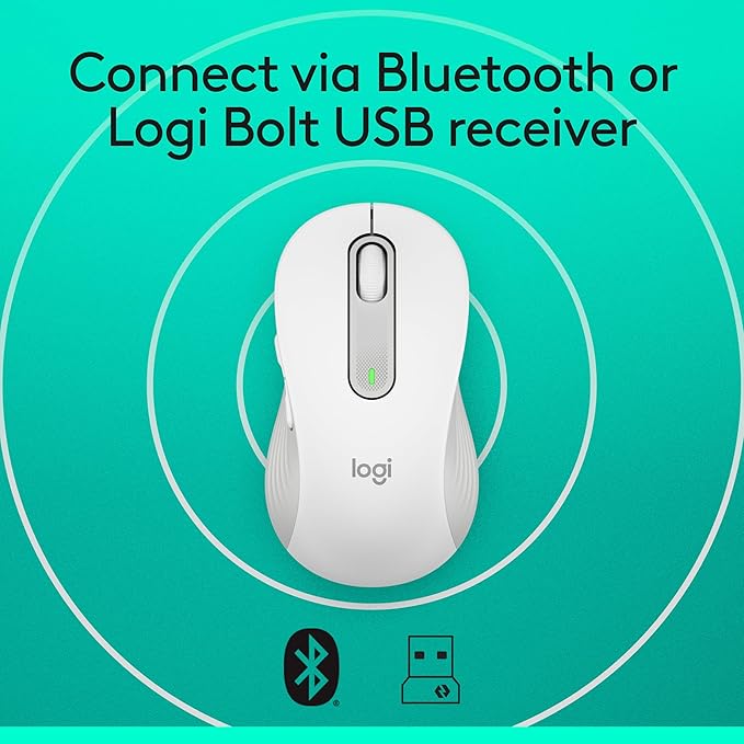 Logitech Signature M650 Wireless Mouse - for Small to Medium Sized Hands, Silent Clicks, Customizable Side Buttons, Bluetooth, Multi-Device Compatibility - Off White (Renewed)