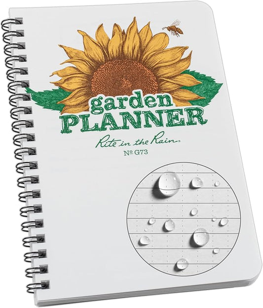 Rite in the Rain Weatherproof Garden Planner, 4.625” x 7”, Side-Spiral, White (No. G73)