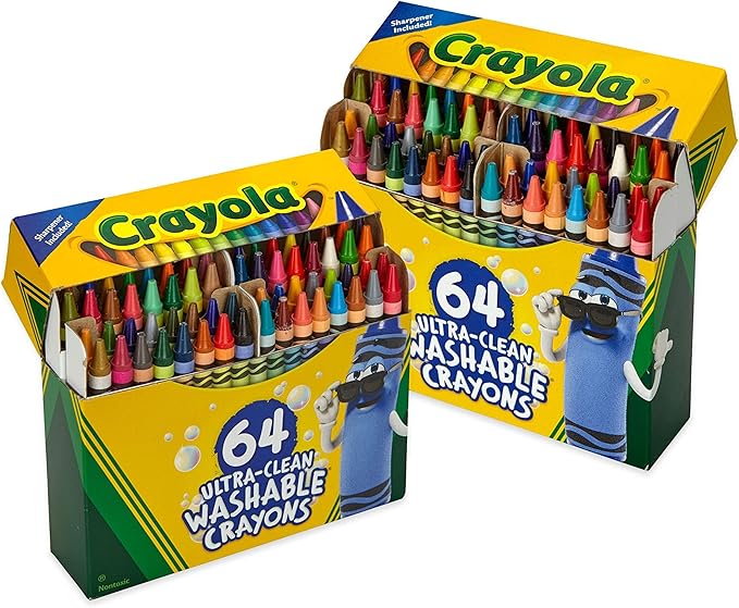 Crayola Washable Crayons for Kids - 64ct (2 Boxes), Essential Easter Basket Stuffers, Bulk Crayons for Toddlers, Spring Crafts, Kids Arts Supplies for Coloring Books [Amazon Exclusive]