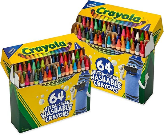 Crayola Washable Crayons for Kids - 64ct (2 Boxes), Essential Easter Basket Stuffers, Bulk Crayons for Toddlers, Spring Crafts, Kids Arts Supplies for Coloring Books [Amazon Exclusive]