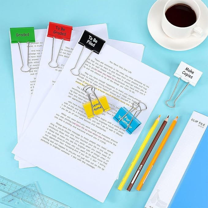 Tenare 6 Pieces Teacher Essentials Large Binder Clips 2 Inches Teacher Binder Paper Clips Office Back to School Gifts Classroom Supplies Management Supplies(Things to Do)