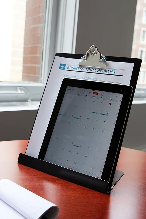 Saunders Free Standing Clipboard and Tablet Stand, 1" Clip Capacity, Letter Size: Holds 8.5 x 11 Sheets, Black