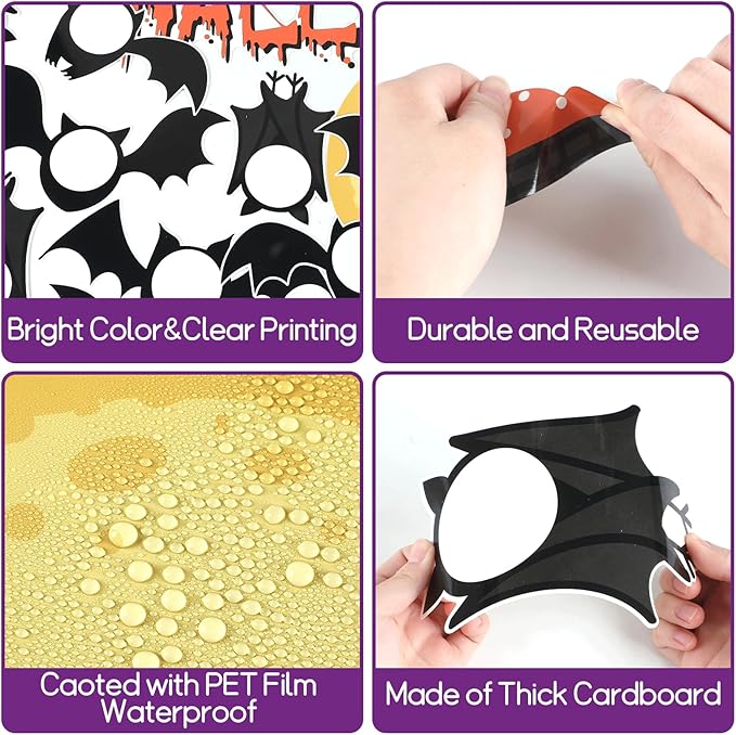 Happy Halloween Bulletin Board for Classroom Decoration Bat Pumpkin Tree Bulletin Board Set Bat Cutouts with October Halloween Cemetery Scene for School Classroom Chalkboard Wall Decor