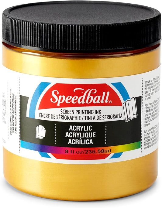 Speedball 004628 Acrylic Screen Printing Ink, 8 fl. oz., Gold