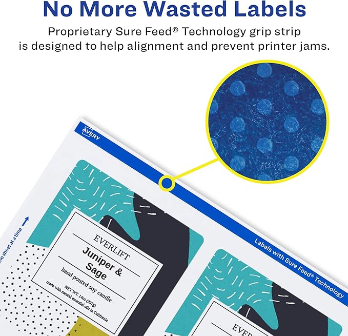 Avery Glossy White Rectangle Labels, Sure Feed Technology, 3" x 3.75", 150 Glossy White Labels, Print-to-The-Edge, Permanent Adhesive, Laser/Inkjet Printable