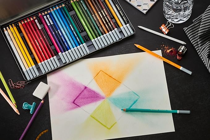 STABILO Chalk-Pastel Artist Colored Pencil CarbOthello ARTY, Tin Set of 12, Watercolor Effects, Sketching, Drawing, Coloring