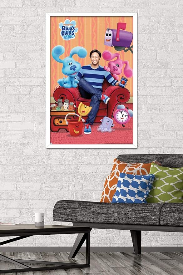 Nickelodeon Blue's Clues - Group Wall Poster, 34L" x 22.4W", White Framed Version