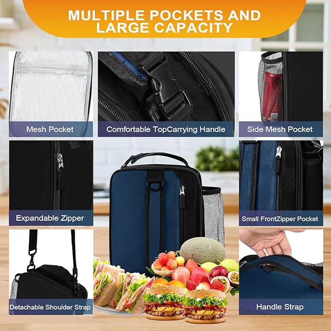 Lunch Box Insulated Lunch bag for Men Teen Kids Boys Adult Portable Stylish Small Lunchbox Special Design for Working Office school Picnic