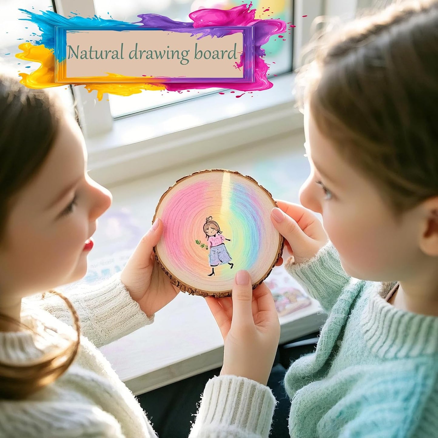 20PCS Pre-Drilled Wood Slices with Holes, 3.2-4 Inch Natural Pine Discs & 8M Hemp Rope, Sanded Smooth DIY Crafts Kit for Christmas Ornaments, Rustic Wedding Decor, Kids Art (20pcs)