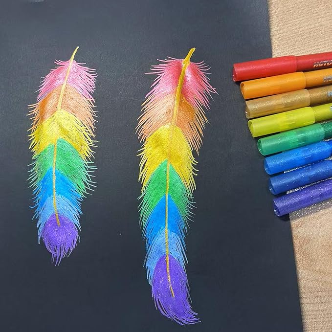 Glitter Markers Pen: 24 Sparkly Colors Metallic Marker 0.7mm Extral Fine Tip Acrylic Glitter Paint Pens for Rock Painting, Ceramic, Glass, Wood, Fabric, Scrapbooking, DIY Craft Making