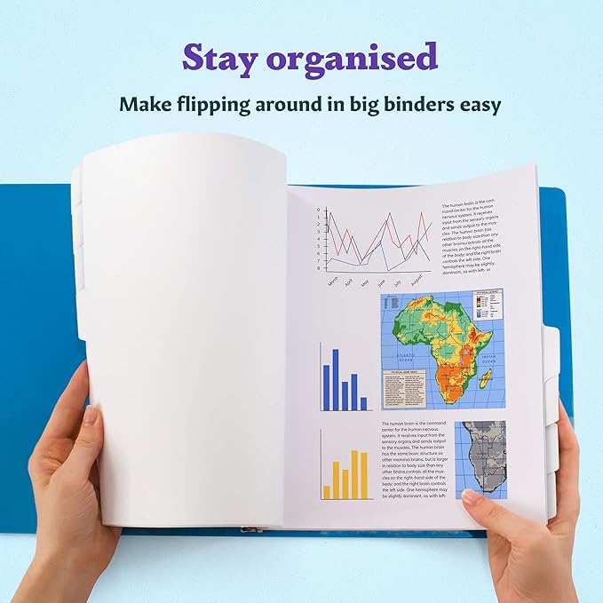 Binder Dividers with Tabs - (Set of 36) x 8 Tab Dividers for 3 Ring Binders, White, Reinforced Edge - Ideal for Keeping Your Documents Neat and Professional