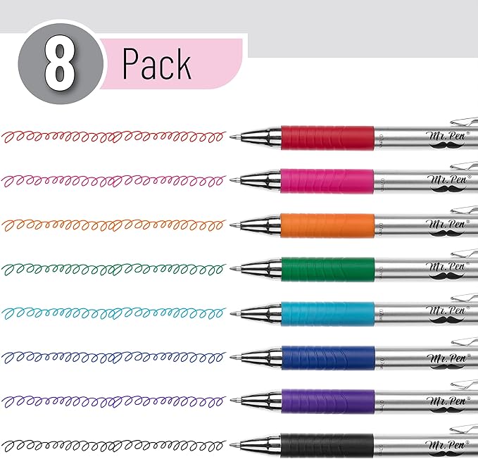 Mr. Pen- Bible Pens, 8 Pack, Assorted Color Pens, Bible Pens No Bleed Through, Bible Journaling Pen