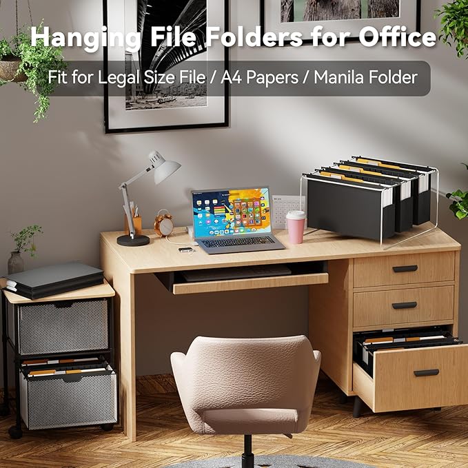Ansook Hanging File Folders Legal Size,Heavy Duty 3" Expansion File Folder Hanging with 1/5 Tabs,6 Pack Extra Capacity File Cabinet Folders,Hanging File Organizer for File Frame & File Storage Box