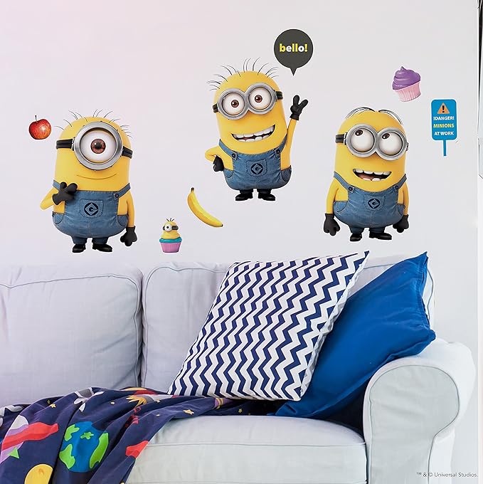 RoomMates RMK2081GM Despicable Me 2 Minions 12" x 48.5" Yellow Giant Giant Wall Decals, 11 Pieces (Pack of 4)
