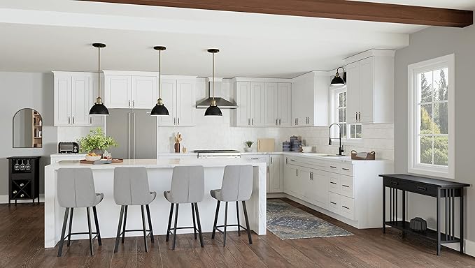 Design House Brookings Shaker Fully Assembled Wall Kitchen Cabinet W3036, 30 W x 12 D x 36 H, Painted White, Solid Wood, Design House, 569111