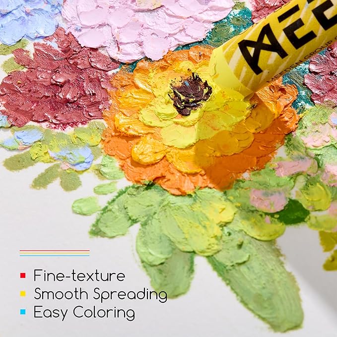 MEEDEN Soft Oil Pastels Set: 144 Vibrant Colors Art Oil Pastels for Blending Layering Shading Drawing - Smooth Oil Pastel Crayons for Artists Beginners Adults Teachers Christmas Painting