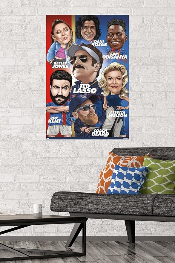Ted Lasso - Character Grid Wall Poster, 34L" x 22.4W", Premium Poster & Mount Bundle