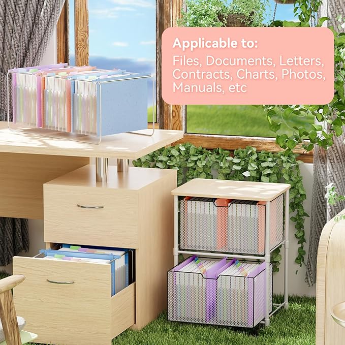 ANSOOK Hanging File Folders Letter Size,7 Pockets Expandable Accordion File Folder Organizer,3 Pack Extra Capacity File Folders Hanging with Tabs,Wheat Straw File Cabniet Folders for Office School