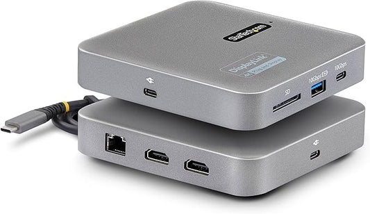 StarTech.com 7-in-1 USB C DisplayLink Dual Monitor Docking Station, 4K 60Hz HDMI Dock for MacBook M1 M2 M3 M4 & Windows, USB 10Gbps Hub, Gigabit Ethernet, SD, 100W PD, 22in (56cm) Cable