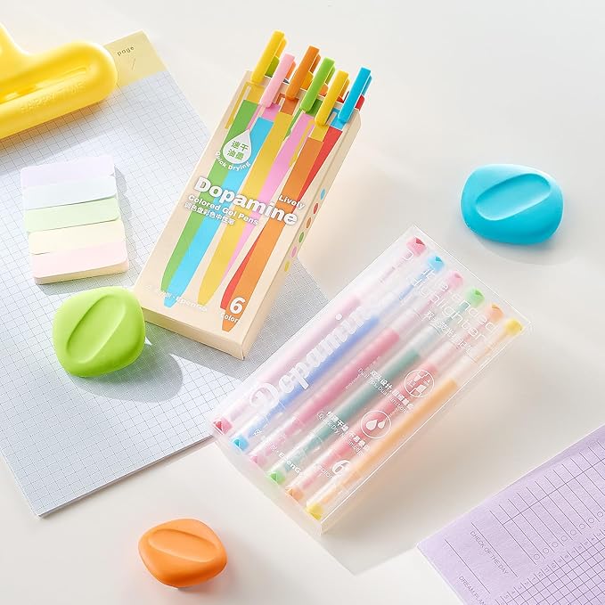 12-Pack Bible Pens and Highlighters No Bleed Through, 6 Assorted Colors Aesthetic Pastel Highlighters and 6 Pastel Ink Pens for Bible Study, Journaling, School and Office Supplies Marking