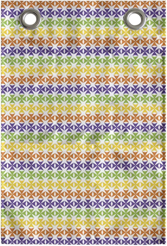 Ambesonne Colorful Hanging Pocket Organizer, Layout of Mini Triangular Motifs Horizontally Aligned, Printed Polyester Storage Bag with Pockets, 14" x 20", Violet Lime Green