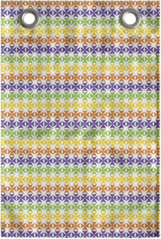 Ambesonne Colorful Hanging Pocket Organizer, Layout of Mini Triangular Motifs Horizontally Aligned, Printed Polyester Storage Bag with Pockets, 14" x 20", Violet Lime Green