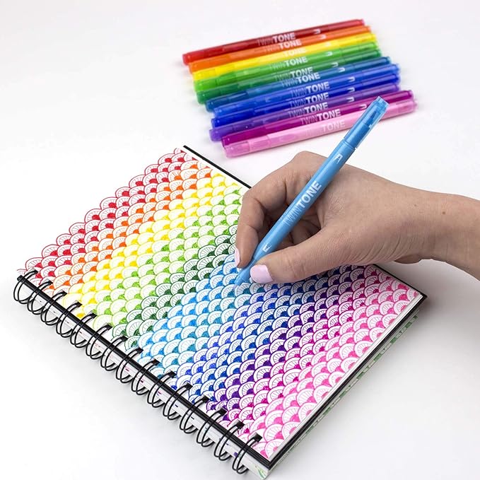 Tombow 61526 TwinTone Marker Set, Rainbow, 12-Pack. Double-Sided Markers Perfect for Planners, Journals, Doodling, and More!