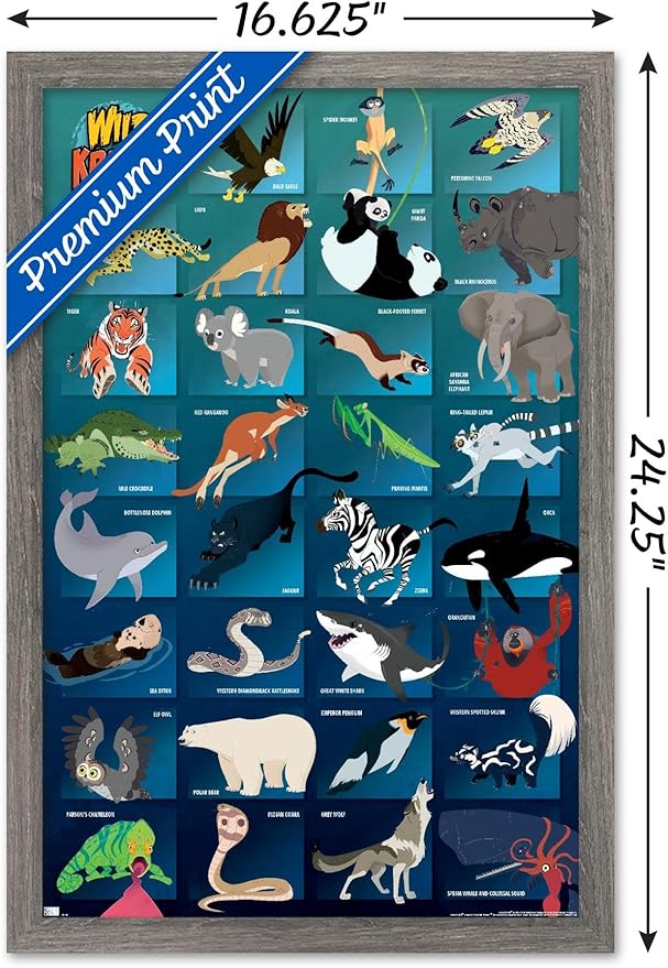 Wild Kratts - Grid Wall Poster, 22.4L" x 14.7W", Barnwood Framed Version