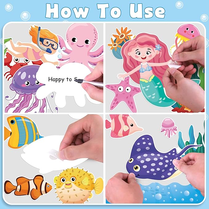 97 Pcs Ocean Animal Bulletin Board Decorations, Under The Sea Classroom Decorations Happy to Sea You Bulletin Board Decor for School Classroom Ocean Themed Party Supplies