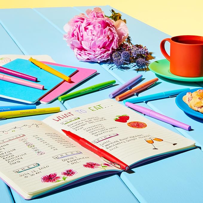 Paper Mate Flair Sunday Brunch Scented Felt Tip Pens, Assorted Colors, Medium Point (0.7mm), 16 Count - For Journaling, Writing, Note-Taking, Fun Teacher Supplies