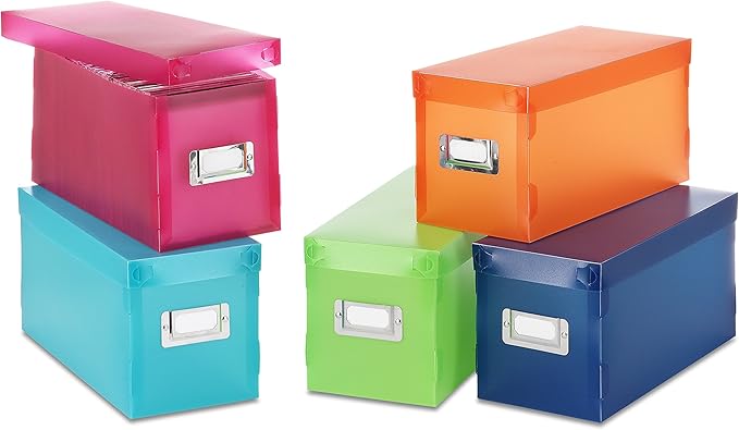 Whitmor 6754-373-5 Plastic CD Boxes Set of 5 Assorted Colors