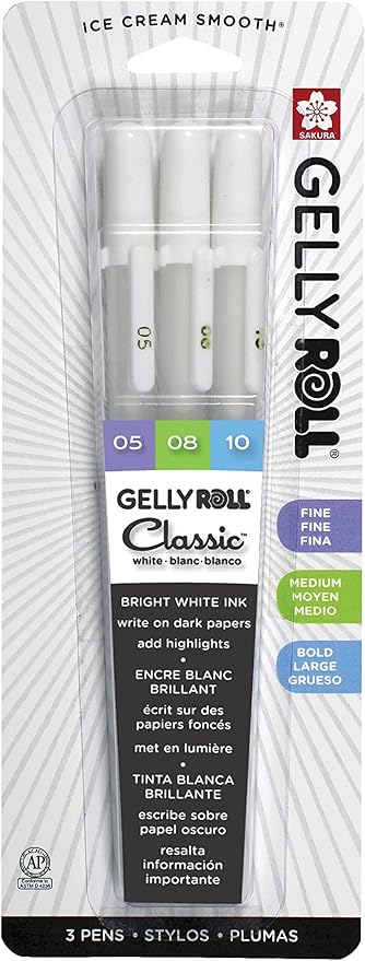 Sakura 57454 Gelly Roll Classic Ass't (05/08/10) 3pk Pen, White