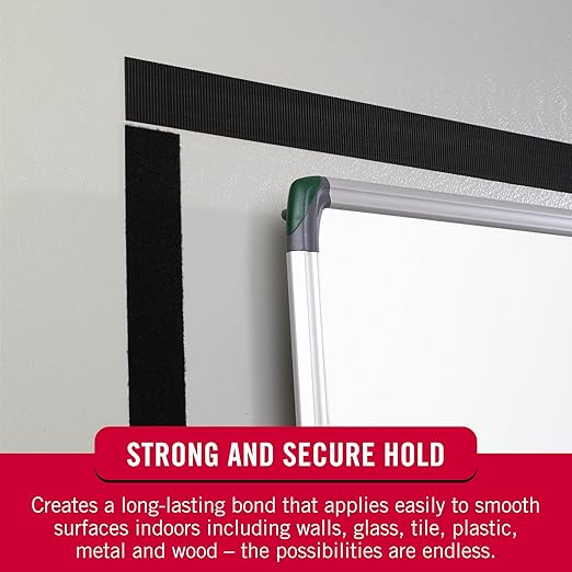 VELCRO Brand - Sticky Back Hook and Loop Fasteners – Peel and Stick Permanent Adhesive Tape Keeps Classrooms, Home, and Offices Organized – Cut-to-Length Roll | 18in x 3/4in Tape | Black
