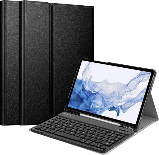 FINTIE Keyboard Case for Samsung Galaxy Tab S8/Tab S7 11 Inch (Model SM-X700/X706/T870/T875/T878) with S Pen Holder, Slim Lightweight Stand Cover w/Detachable Wireless Bluetooth Keyboard, Black