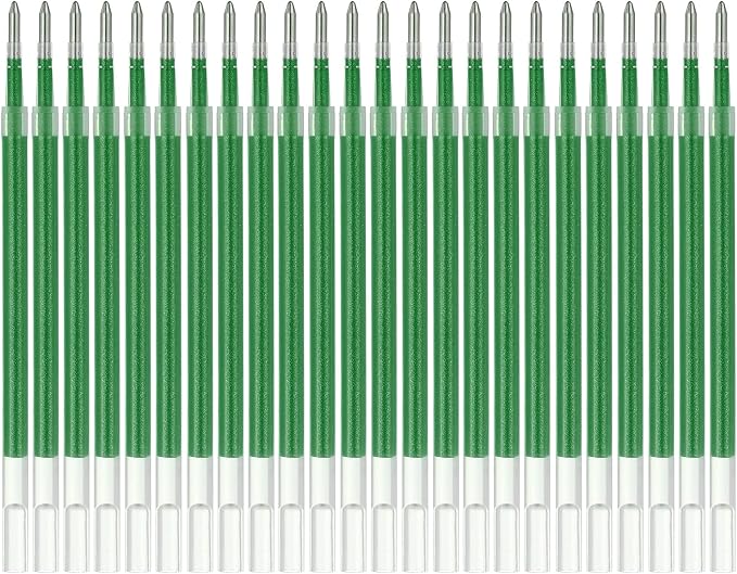PATIKIL Gel Pen Refills, 24 Pcs 0.8mm Medium Point Glitter Coloring Gel Ink Pen Replace Refills for Retractable Click Pens Writing Drawing Doodling Office Study Classroom Supplies, Green