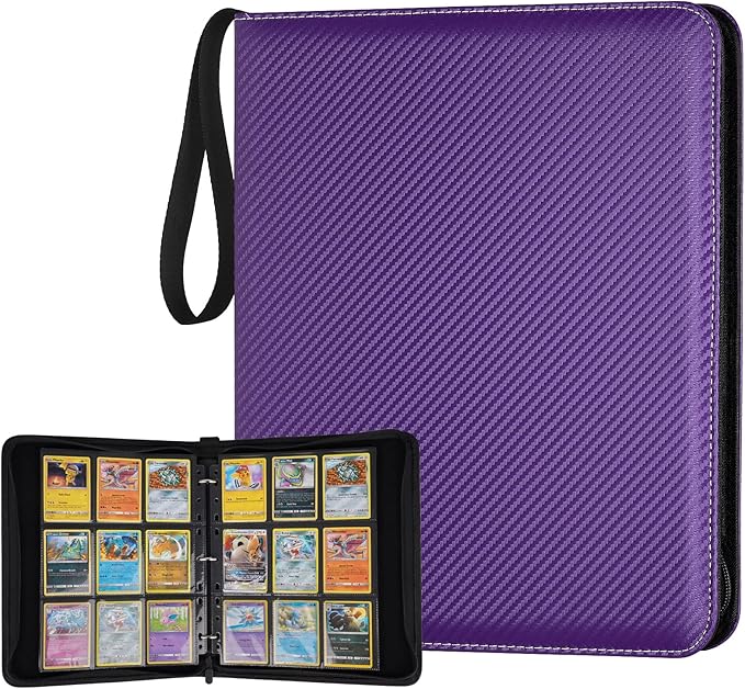 9 Pocket Card Binder, Premium Zip Trading Card Binder, 720 Double Sided Pocket PU Card Collection Binder, Collector Card Album, Card Folder for MTG, TCG, Sports Cards, Game Cards (purple)