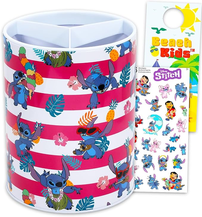 Disney Stitch Utensil Holder - Bundle with 6.5" Kitchen Organizer Plus Stickers | Lilo and Stitch Kitchen Utensil Holder Decor Pack