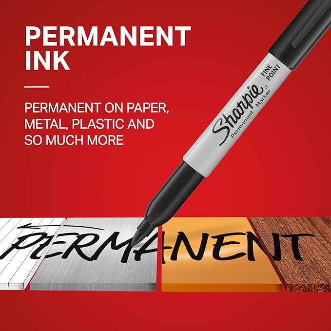 Sharpie Permanent Markers, Fine Point, Assorted Colors, 24 Count