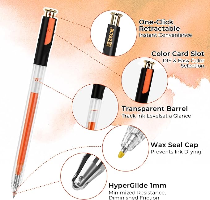 Retractable Juicy Gel Pens, 7 Colors Large Capacity Vibrant Juicy Gel Ink Pens for Adult Coloring, 1.0 mm Fine Point Smooth Writing Color Pen for Fruit Art Note Taking Aesthetic Art Supplies