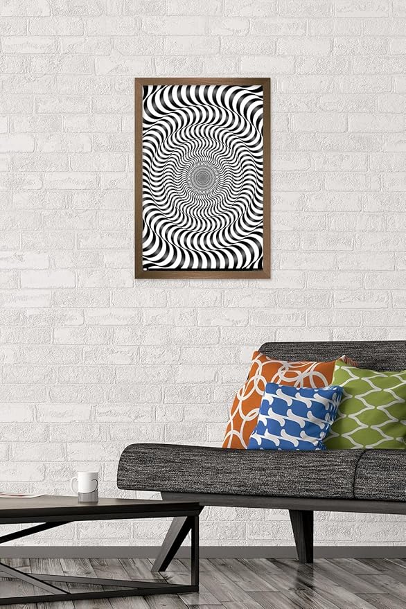 Trends International Zebra Stripe Optical Illusion Wall Poster, 14.725" x 22.375", Bronze Framed Version