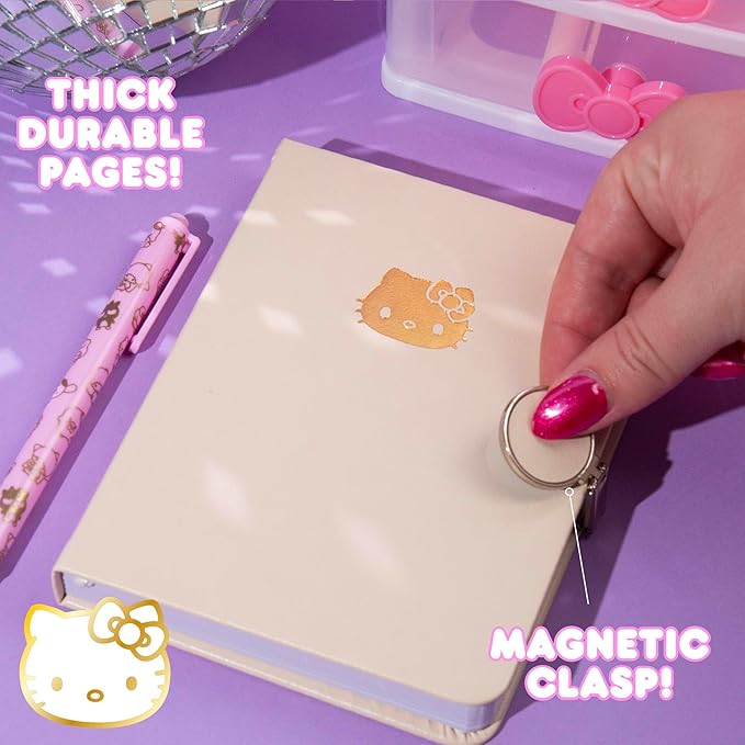 Hello Kitty Magnetic Journal, 100 Sheet Notebook with Magnetic Closure, School Supplies, Kawaii Stationary, Desk Accessories