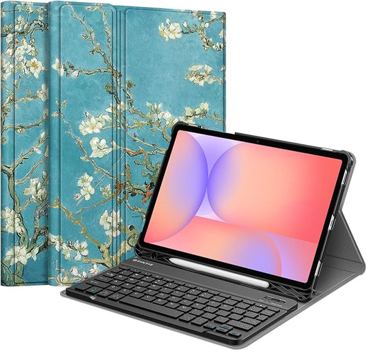 FINTIE Keyboard Case for Samsung Galaxy Tab S10 Lite/ S10 FE/ S9 FE 5G 10.9 Inch/Tab S9 11 Inch with S Pen Holder, Slim Stand Cover Detachable Wireless Bluetooth Keyboard, Blossom